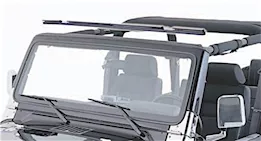 Smittybilt 97-06 wrangler tj/lj quick detach windshield header; gloss black