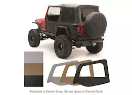 Smittybilt 88-95 wrangler yj oem replacement soft top w/tinted windows & upper doorskins; charcoal gray