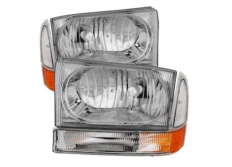 Spyder Automotive 99-04 f250/f350/f450 sd/excursion crystal headlights with bumper lights-chrome drive/passv Main Image