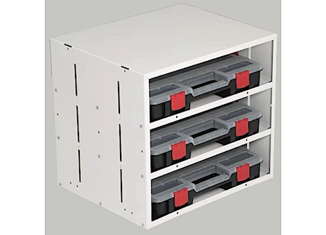 Weatherguard Three-shelf, stackable cabinet w/three (3) small parts organizer cases (9961-9-01) Main Image