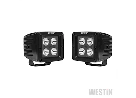 Westin Automotive Hyperq b-force led auxiliary light 3.2in x 3.0in spot w/5w cree,  black , harness & brackets incl Main Image