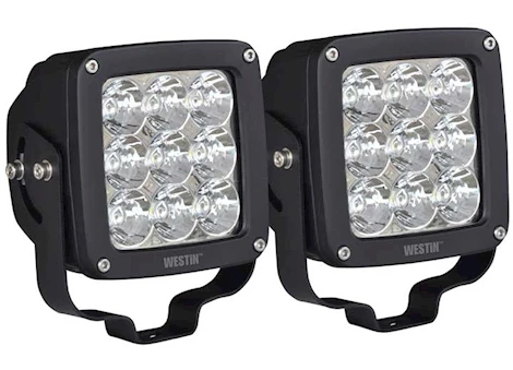 Westin Automotive AXIS LED AUXILIARY LIGHT 4.5IN X 4.5IN FLOOD W/3W OSRAM (SET OF 2) BLACK , HARNESS & BRACKETS INCL