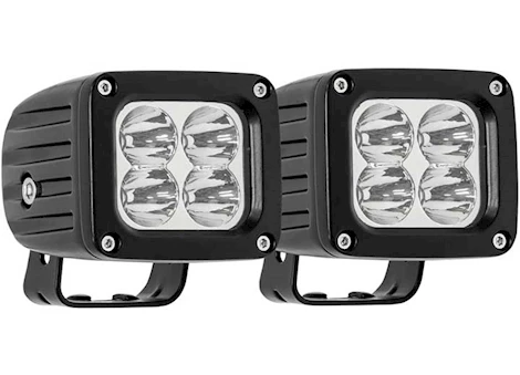 Westin Automotive Quadrant led auxiliary light 3in x 2.5in flood w/5w cree (set of 2) black , harness & brackets incl Main Image