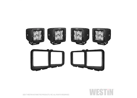 Westin Automotive SQUARE LED LIGHT KIT FOR OUTLAW FRONT BUMPERS INCL 4 HYPERQ LED LIGHTS & 2 BRACKETS TEXT BLK