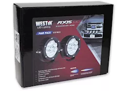 Westin Automotive Axis led auxiliary light 4.75in flood w/3w osram (set of 2) black (wiring harness & brackets incl)