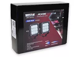 Westin Automotive Axis led auxiliary light 4.5in x 4.5in flood w/3w osram (set of 2) black , harness & brackets incl