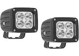 Westin Automotive Quadrant led auxiliary light 3in x 2.5in flood w/5w cree (set of 2) black , harness & brackets incl