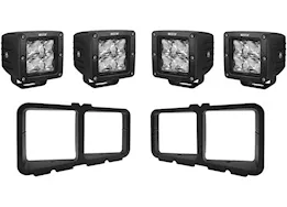 Westin Automotive Square led light kit for outlaw front bumpers incl 4 hyperq led lights & 2 brackets text blk