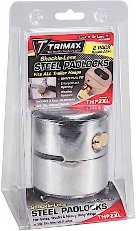 Trimax Locks "HOCKY PUCK" INTERNAL SHACKLE TRAILER DOOR LOCK - RE-KEYABLE EXPANDED OPENING(USE W/THSP2C) 2 PACK